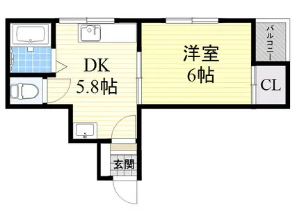 サンライフ菅原(1DK/4階)の間取り写真