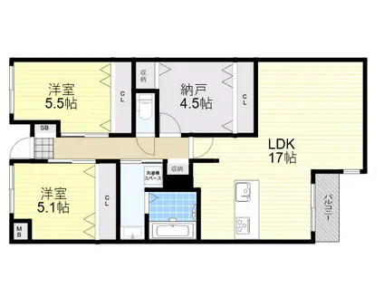 GRAND STEADY 桜の町(2SLDK/1階)の間取り写真
