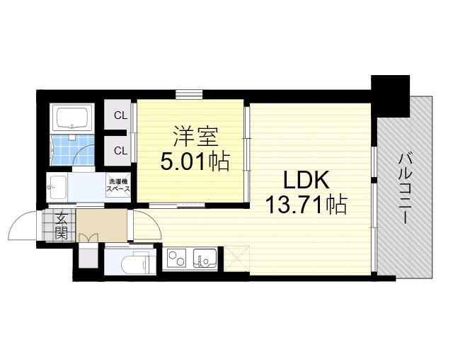 プレジオ三国ASIAN(1LDK/2階)の間取り写真