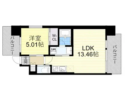 プレジオ三国ASIAN(1LDK/7階)の間取り写真