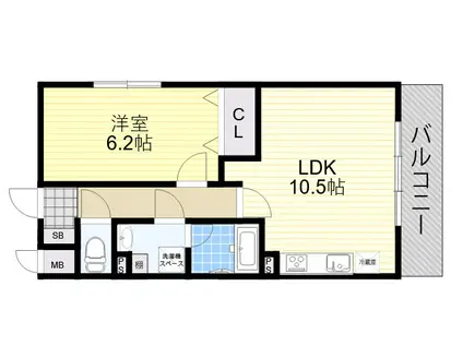 ヴィラ・アーバネット・アネックス(1LDK/1階)の間取り写真