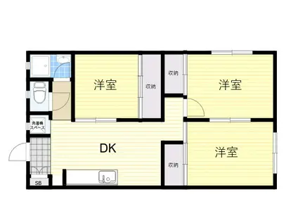マンション雲雀丘(3DK/2階)の間取り写真