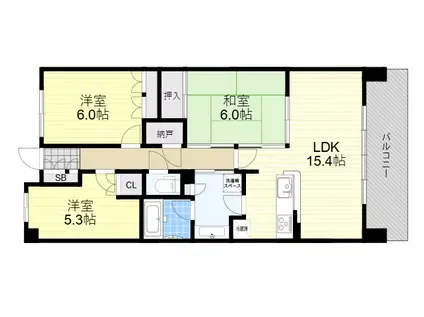 プラウド豊中服部緑地(3LDK/7階)の間取り写真