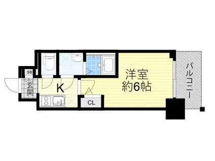 エスリード新大阪ザ・プレミアイースト(1K/2階)の間取り写真