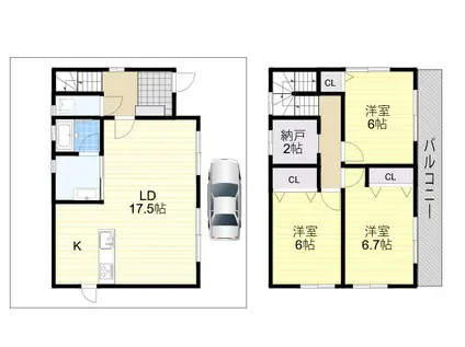 阪急宝塚本線 石橋阪大前駅 徒歩13分 2階建 築7年(3LDK)の間取り写真
