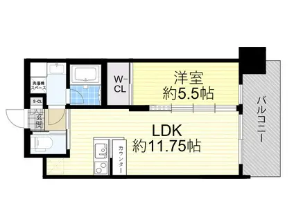 プレジオ三国EURO(1LDK/11階)の間取り写真