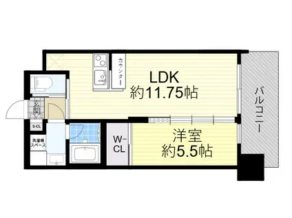 プレジオ三国EURO(1LDK/13階)の間取り写真