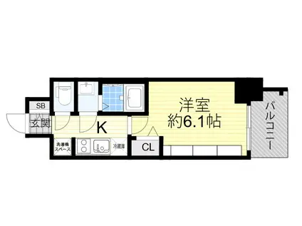 プレサンスOSAKA姫里ヴィオン(1K/6階)の間取り写真