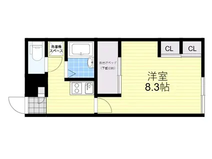 グランドゥール(1K/1階)の間取り写真