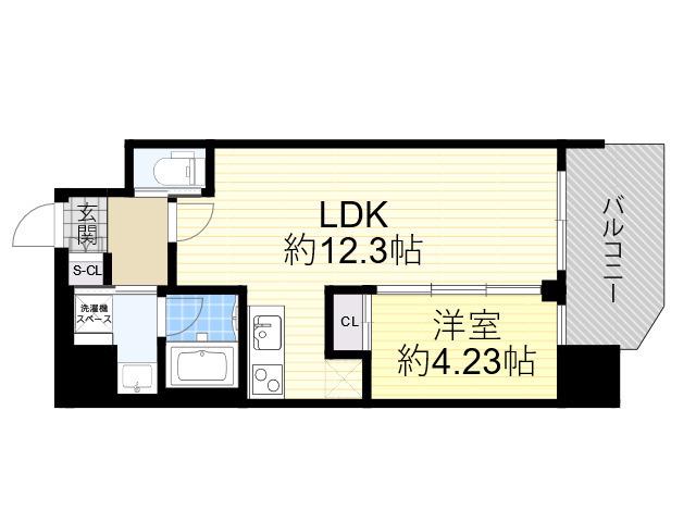 プレジオ西中島ASIAN(1LDK/4階)の間取り写真