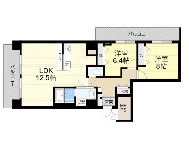 スプランディッド茨木天王(2LDK/1階)の間取り写真