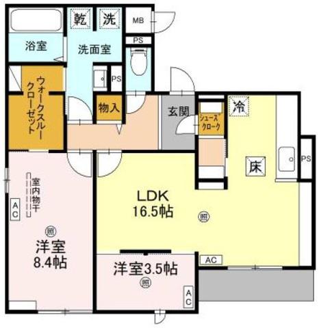 クラシスト千里丘上(2LDK/1階)の間取り写真