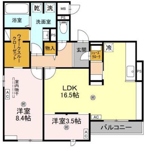 クラシスト千里丘上(2LDK/2階)の間取り写真