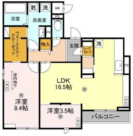 クラシスト千里丘上(2LDK/3階)の間取り写真