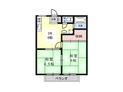 サンシティ別府(2DK/2階)の間取り写真