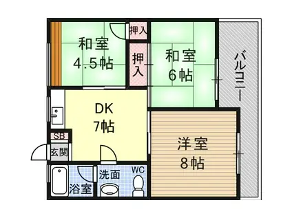 田中第二マンション(3DK/3階)の間取り写真