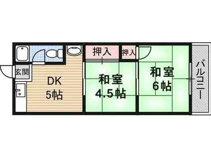 マンションコトブキ(2DK/5階)の間取り写真