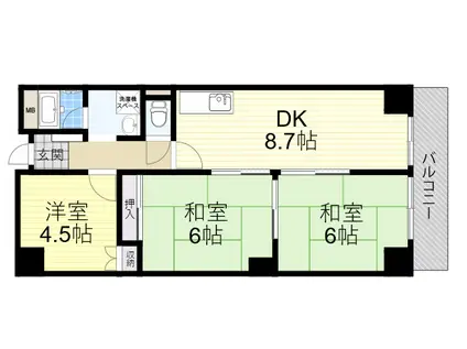 シャトーモンシェール(3DK/4階)の間取り写真