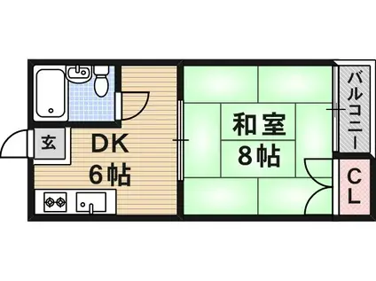 コーポオオガキ(1DK/2階)の間取り写真