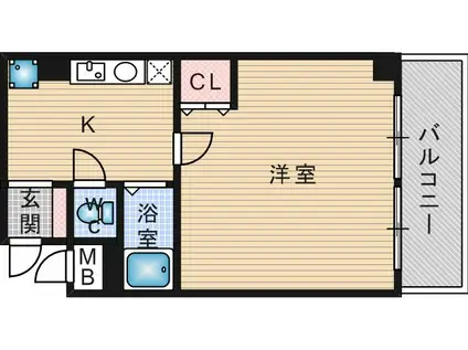 メゾン・ド・ヴィレ茨木(1K/2階)の間取り写真