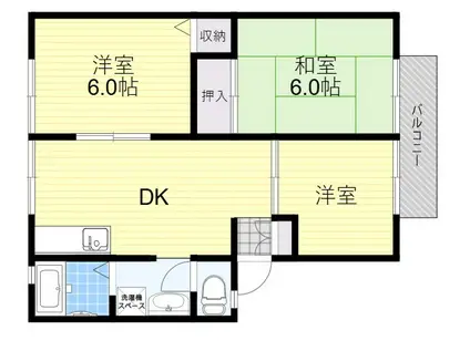 サンビレッヂ新和B棟(3DK/1階)の間取り写真