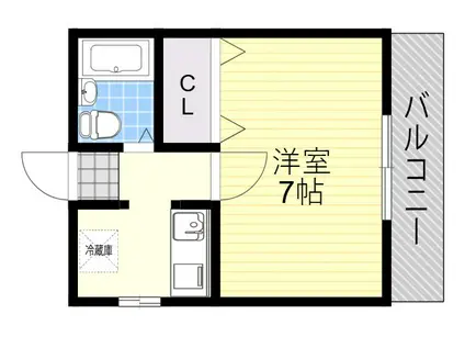 コーポラスユニ(1K/3階)の間取り写真