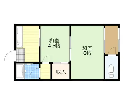 フォアール鳥飼和道2号棟(2K/2階)の間取り写真