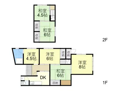 JR福知山線 川西池田駅 徒歩13分 2階建 築62年(6DK)の間取り写真