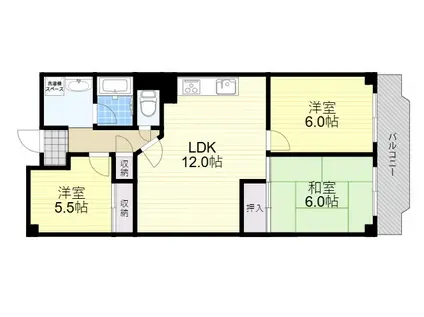 日興千里台スカイタウン B棟(3LDK/3階)の間取り写真