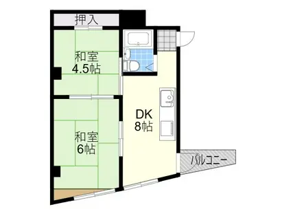 SPACE GREEN TOYONAKA(2DK/4階)の間取り写真