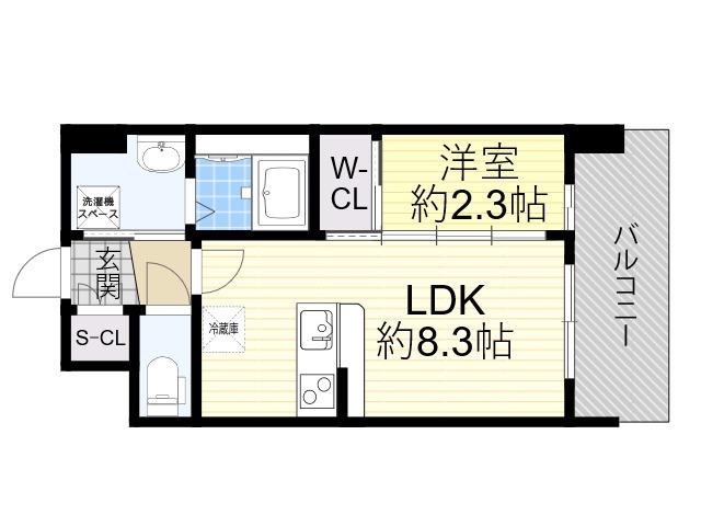 セレニテ江坂エクラ(1LDK/4階)の間取り写真