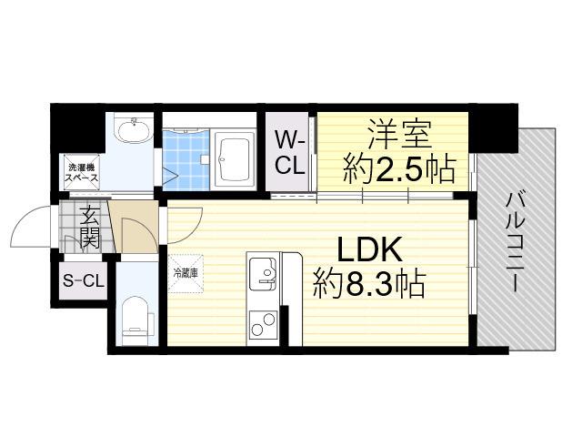 セレニテ江坂エクラ(1LDK/7階)の間取り写真