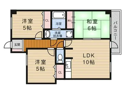 紫央里マンション(3LDK/3階)の間取り写真