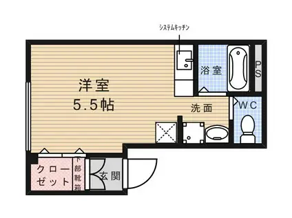 シャトレー箕面2(ワンルーム/1階)の間取り写真