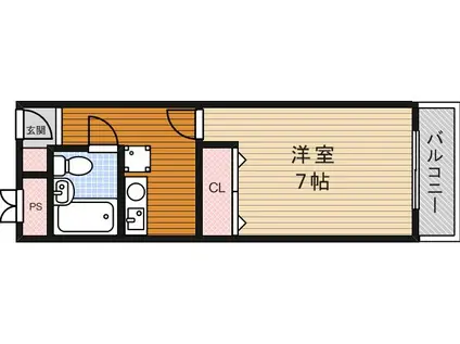 ロイヤルコート(1K/3階)の間取り写真