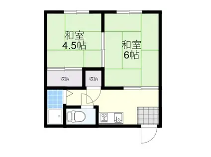 布屋荘(2DK/2階)の間取り写真