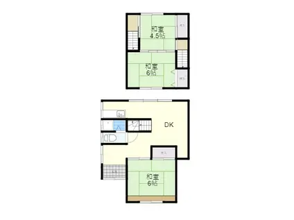 国際文化公園都市モノレール 阪大病院前駅 徒歩16分 2階建 築48年(3LDK)の間取り写真