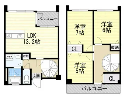 カーザサワラビ(3LDK/1階)の間取り写真