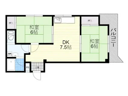 西川マンション(2DK/3階)の間取り写真