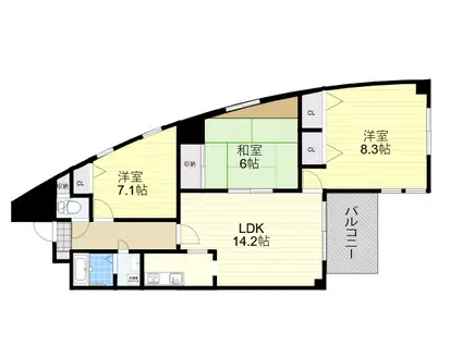 シェリール五月が丘北(3LDK/1階)の間取り写真