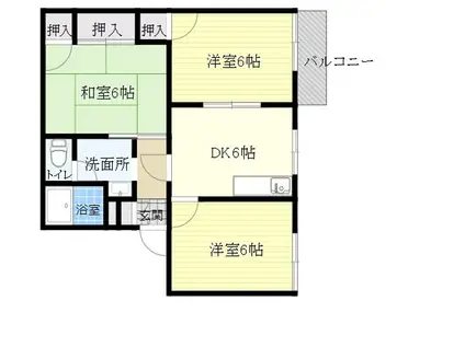 タウニー北春日丘 C棟(3DK/2階)の間取り写真