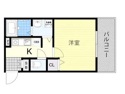 レジア内本町(1K/1階)の間取り写真