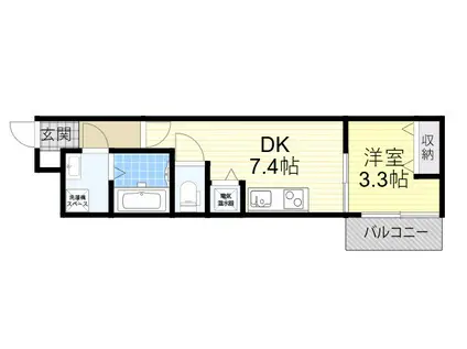 クレアトゥール岸部1(1DK/3階)の間取り写真