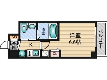 エステムコート新大阪9グランブライト(1K/4階)の間取り写真