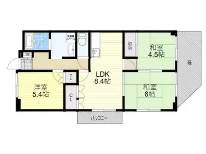 ローズコーポニュー江口1(3DK/1階)の間取り写真