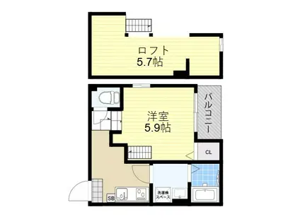 RECIT AMOUR(1K/2階)の間取り写真