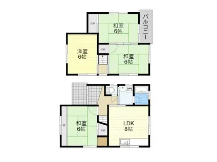 阪急千里線 吹田駅(阪急) 徒歩6分 2階建 築42年(4LDK)の間取り写真