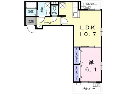 プラシード上泉(1LDK/2階)の間取り写真