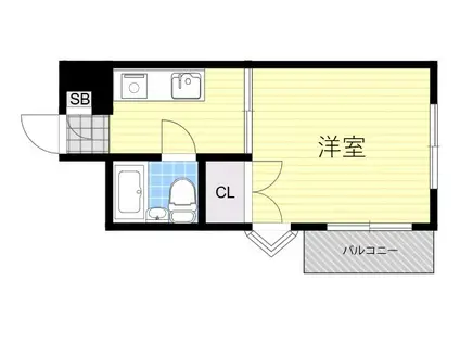 サカエハイツ(1K/4階)の間取り写真