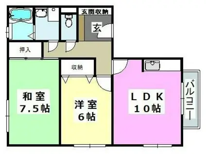 レオコート(2LDK/2階)の間取り写真